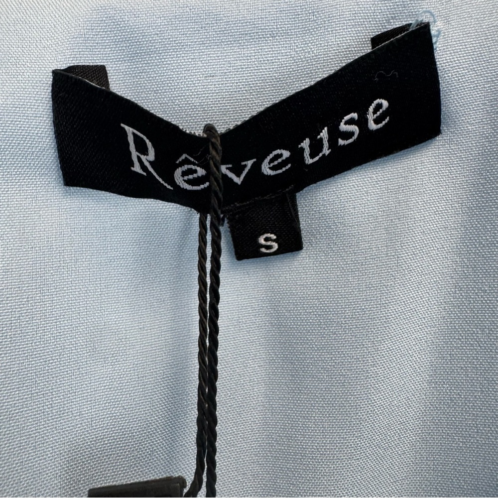 Reveuse Dress Light Blue Swiss Dot Ruffle Mini Dress Women's Sz. S NWT - Picture 9 of 16